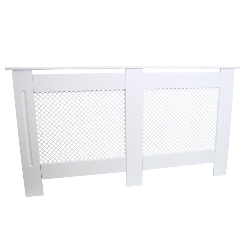 Radiator Cover White MDF Trellised Grill Modern Cabinet Shelf 1515mm