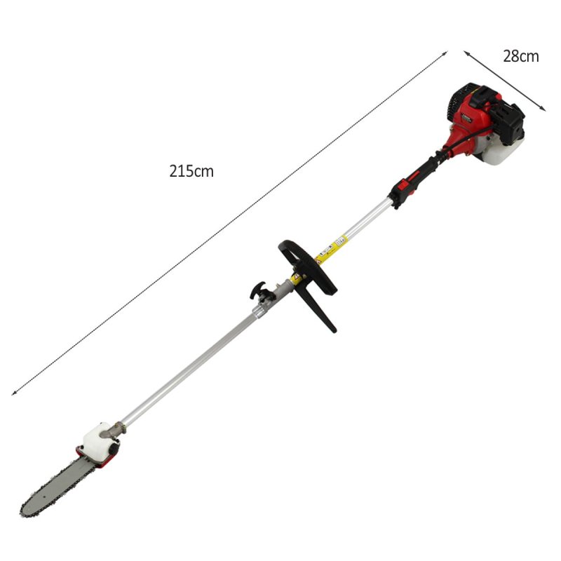 Cordless Garden Multi Tool 5 in 1 Long Reach Hedge Trimmer Strimmer Chainsaw Grass Cutter Brush Cutter Extension Pole Petrol 52cc 1.6KW 3HP 9000RPM 2 Stroke FREE Safety Equipment