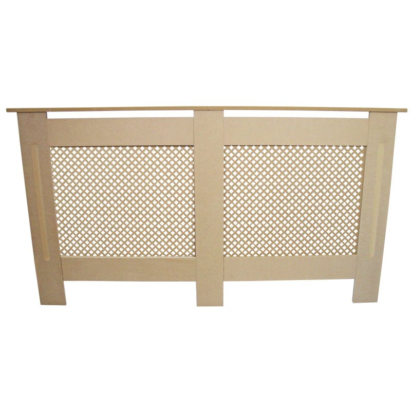 Radiator Cover Natural Unfinished MDF Trellised Grill Modern Cabinet Shelf 1515mm
