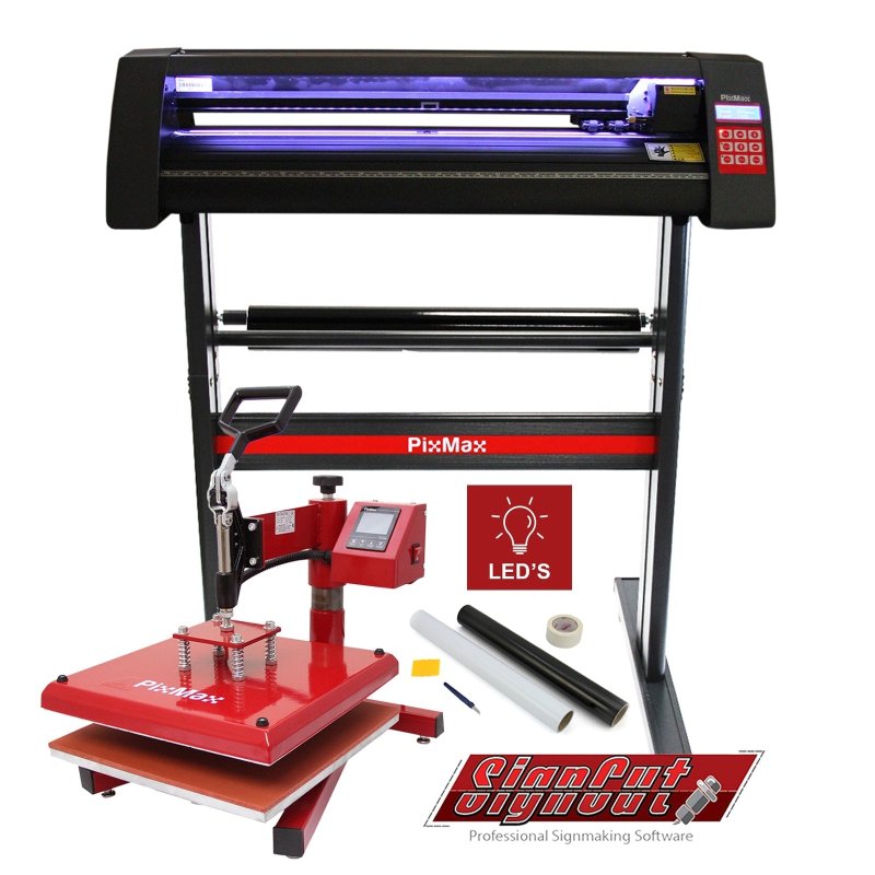Heat Press 38cm Swing Machine With Vinyl Cutter Plotter Machine LED Guide Lights Sublimation Kit And Software Subscription