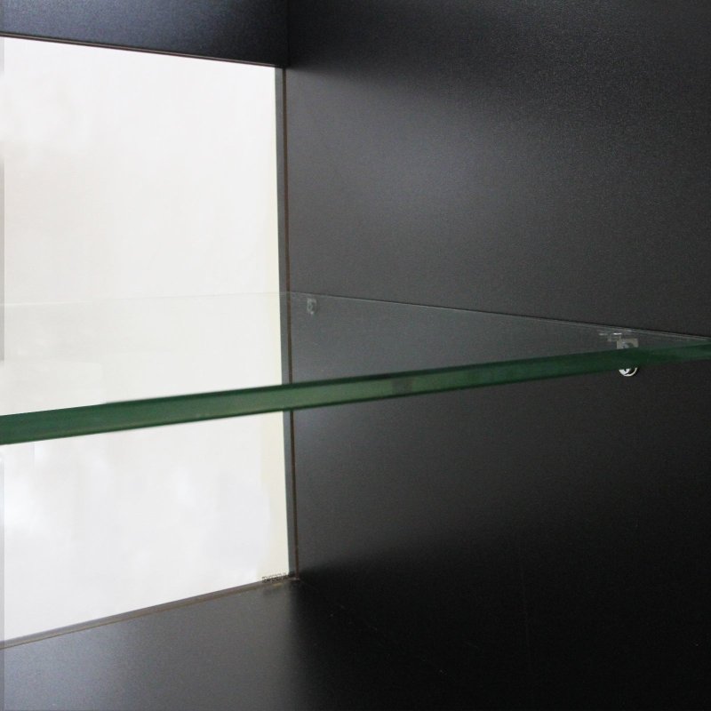 MonsterShop Retail Counter Black Display Storage Showcase Cabinet Glass Shelves C1200