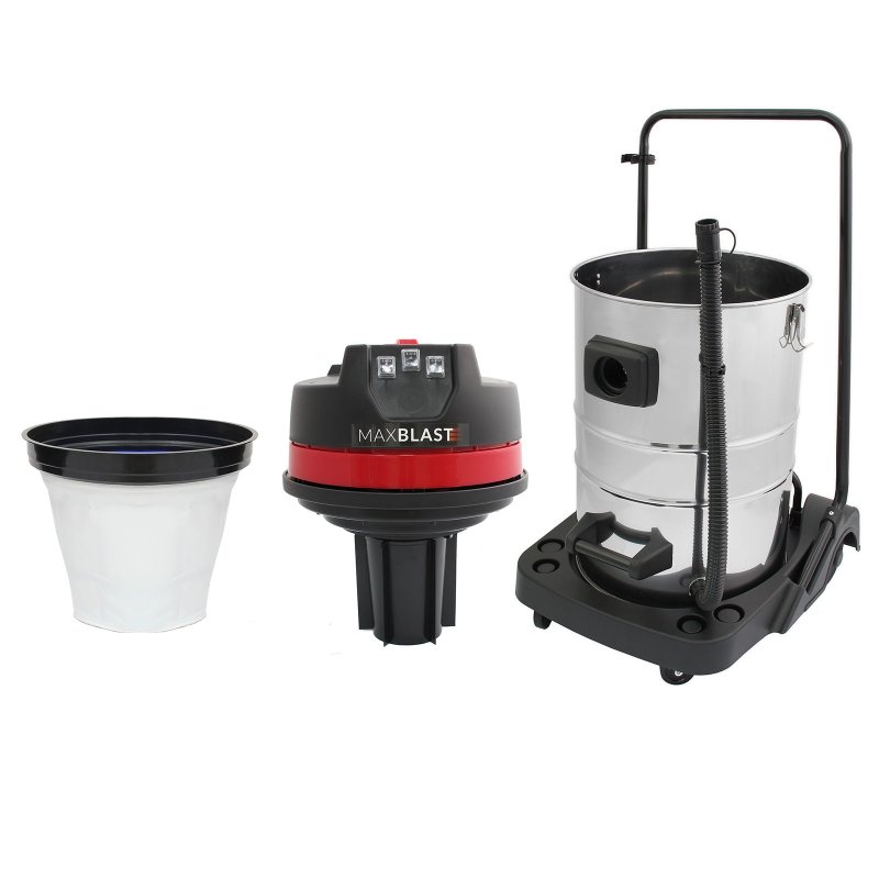 Industrial Vacuum Cleaner 80L Wet & Dry 5 Attachments Commercial Cleaning 3000W Triple Motor Stainless Steel Cloth Filter 1.5m Hose 9m Cable Bagless or Bagged 3 x FREE Hoover Bags