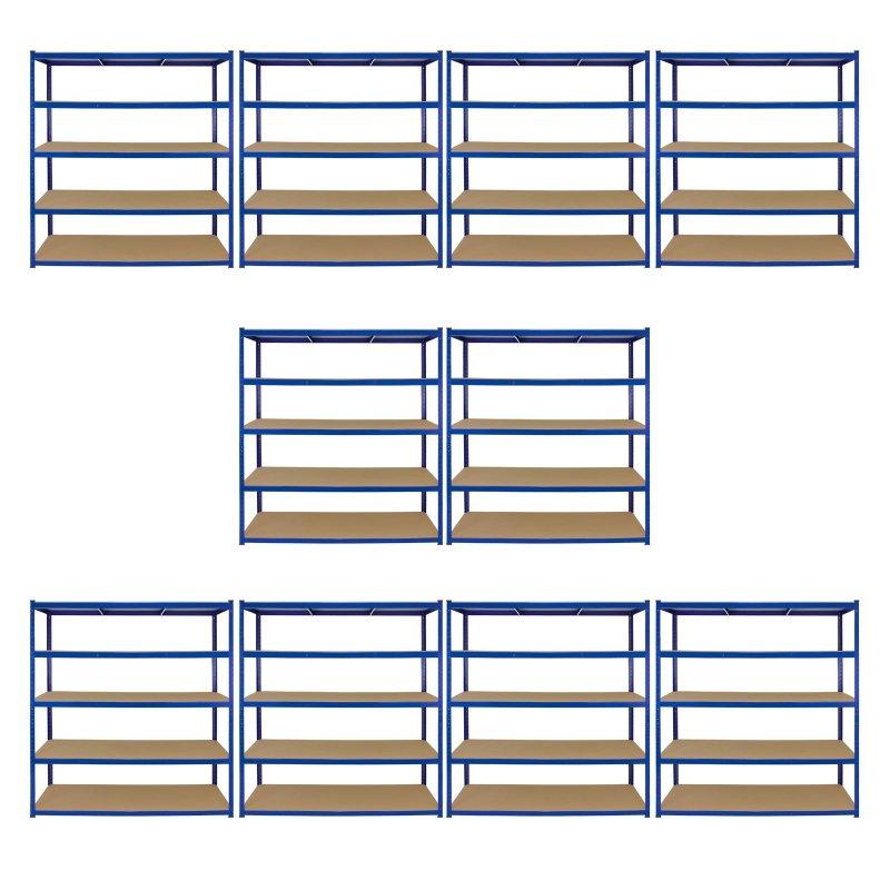 Monster Racking 10 x Garage Racking Shelving Unit / 5 Tier 1600mm Wide x 600mm Deep / Steel & MDF Shelves