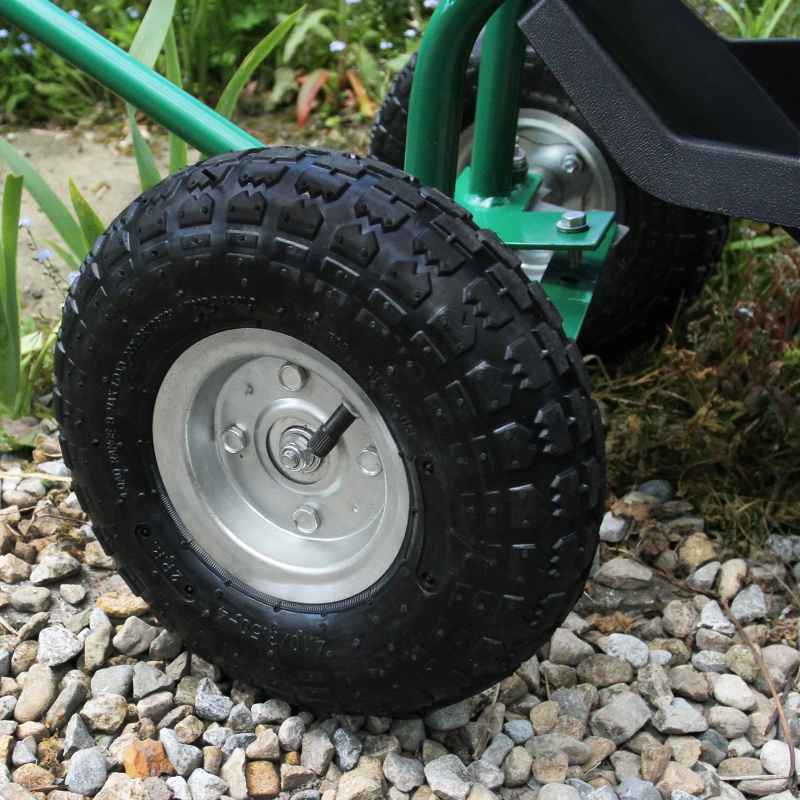 Wheeled Garden Cart Seat Heavy Duty Swivel Mobile Tool Tray Utility Basket Gardening Landscape Weeding Outdoor Work Stool