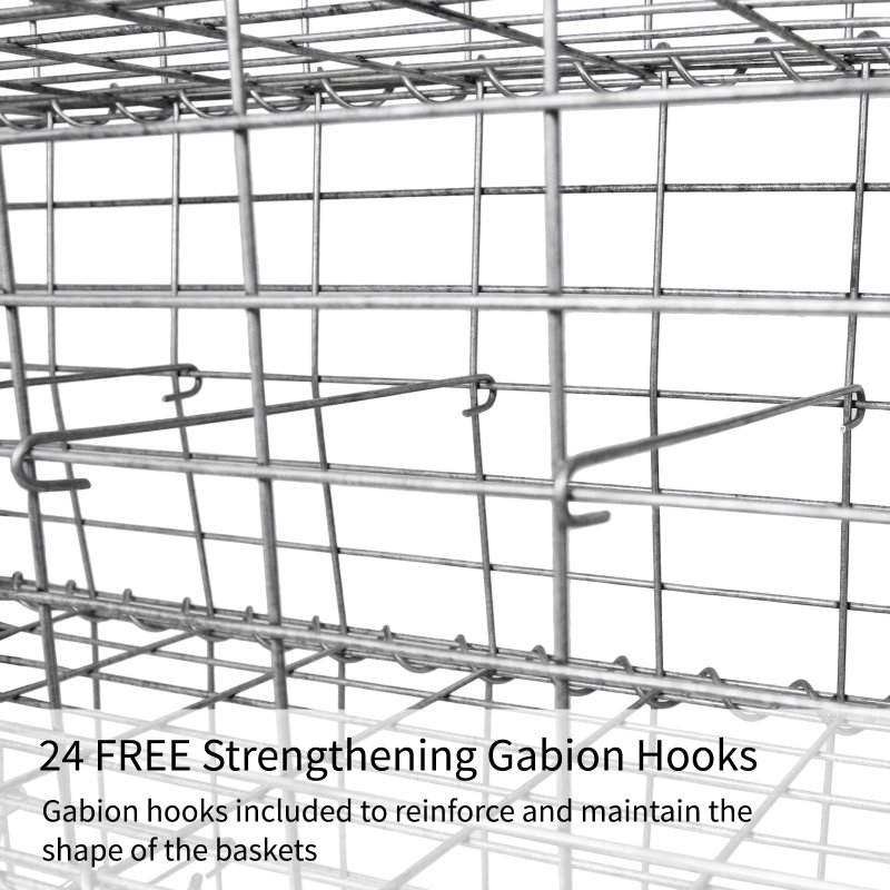 Gabion Baskets Garden Mesh Wire Cages Galvanised Steel Stone Basket Outdoor Spiral Planter Retaining Wall / 100 x 50 x 30cm / 6 Pack