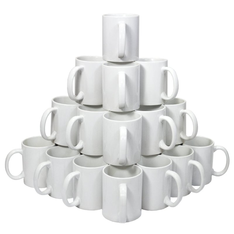 PixMax Blank Polymer Coated 11oz Sublimation Mugs & Gift Boxes, 72 Pack, AAA Grade