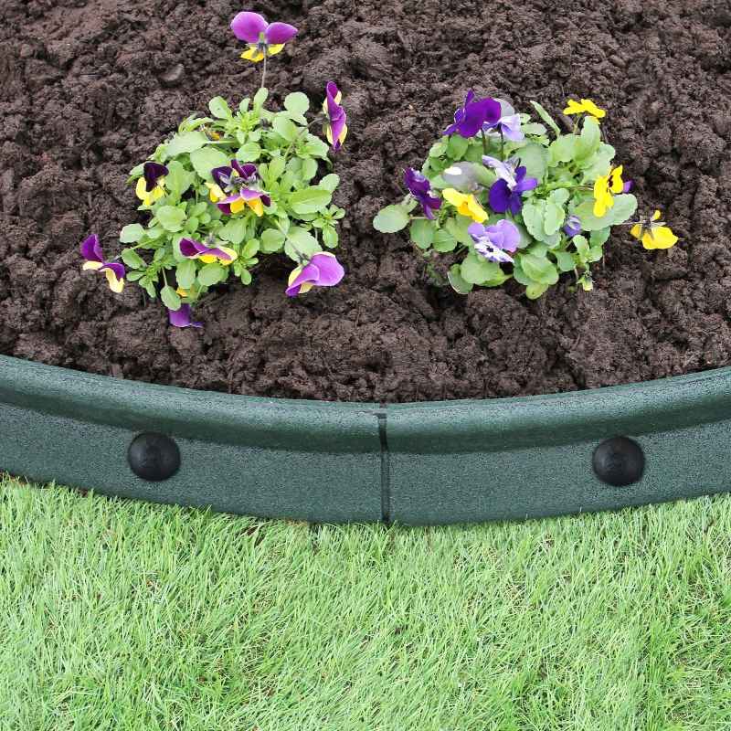 Flexible Lawn Edging Garden Border Grass Pathways Path Edge Vegetable Plot Flowerbed Raised Borders Rubber Artificial Grass Green | Pack of 16 x 1.2m