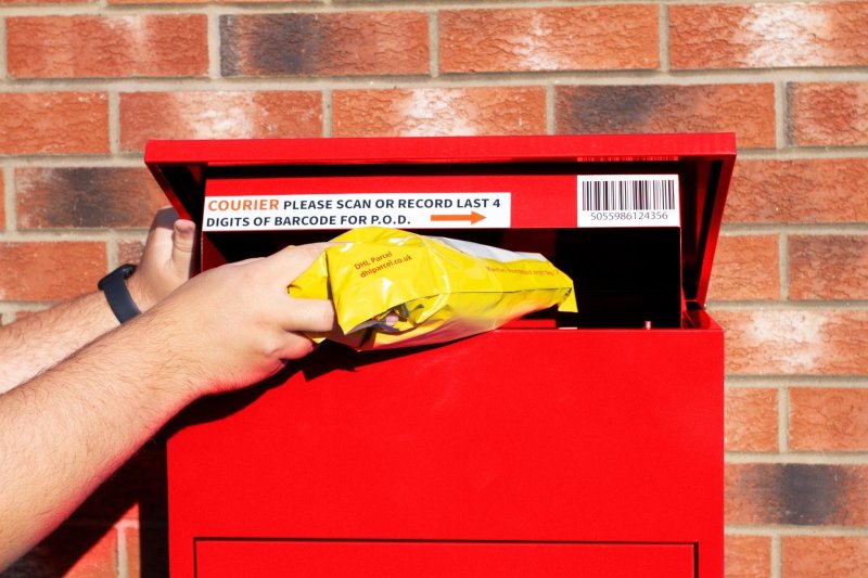 Parcel Post Box Lockable Wall Mounted Secure Large Outdoor Letter Smart Mail Drop Box Weatherproof Galvanised Steel | 5 Keys | 580 x 460 x 360mm - Red