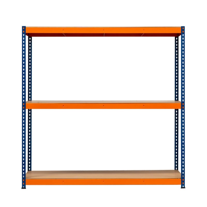 Garage Racking S-Rax Shelving Unit 3 Shelf 180cm x 180cm x 60cm Rack Heavy Duty Steel 300kg Capacity Per Shelf Adjustable Layout Boltless Assembly Rubber Feet 3 Reinforced Support Bars Warehouse