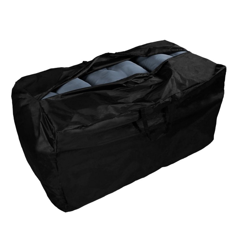Rattan Garden Storage Black Box & Waterproof Carry Bag Large Cushion Blanket Tools Toys Furniture Chest 582L Outdoor Patio Deck Steel Frame UV & Weather Resistant Gas Assisted Lift Lid Portable Wheels