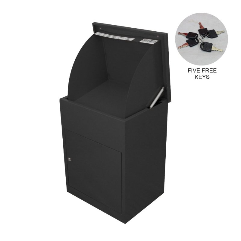 Parcel Post Box Lockable Wall Mounted Secure Large Outdoor Letter Smart Mail Drop Box Weatherproof Galvanised Steel | 5 Keys | 580 x 460 x 360mm - Black