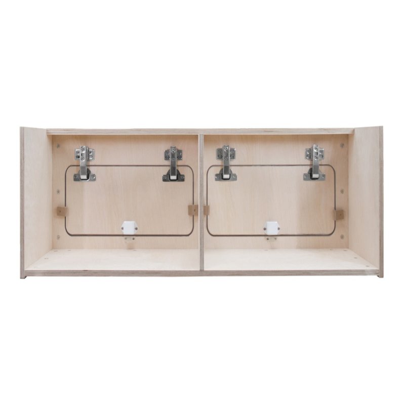 Campervan Overhead Cabinet 2 Door Top Locker Central Divider Camper Van Furniture Storage Lightweight Solid Birch Plywood Unpainted Soft Close Hinges Push Button Locks Pre Drilled Holes Fixing Kit