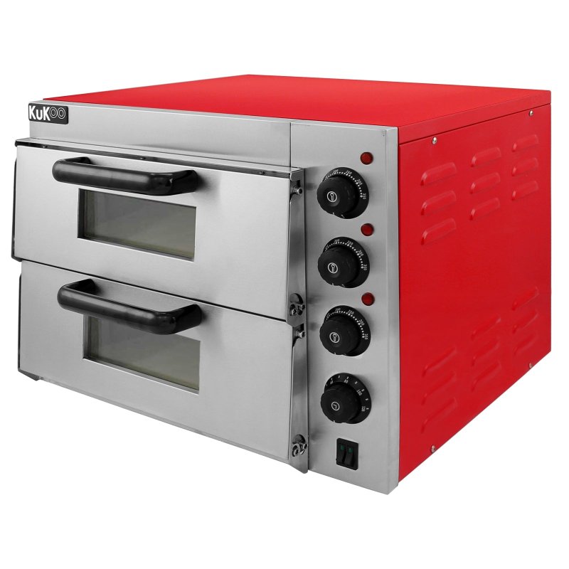 Electric Pizza Oven with Audible Timer & Twin Deck Firebrick / Commercial Baking & Grilling