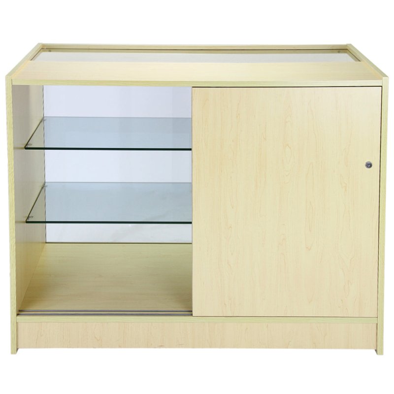 MonsterShop Jupiter Shop Counter Cabinets & Retail Display Glass Showcase Set, Maple, Melamine MDF