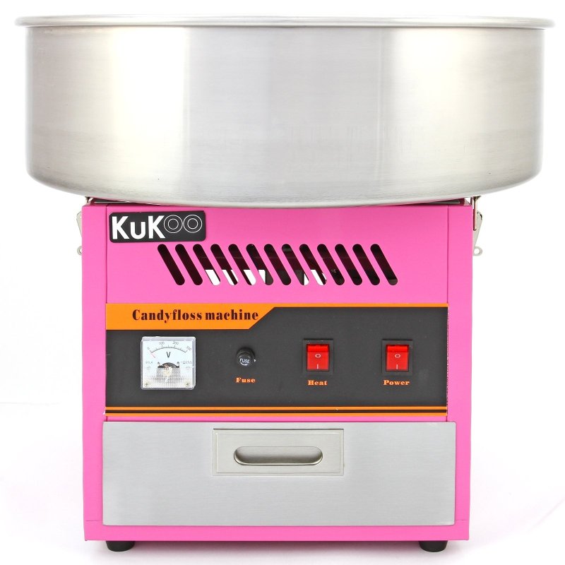 Cotton Candy Floss Machine Electric Retro Carnival Funfair Style Maker Kids Party Movie Night Sweet Gift Candyfloss Stainless Steel Hinged Bowl Thermostat