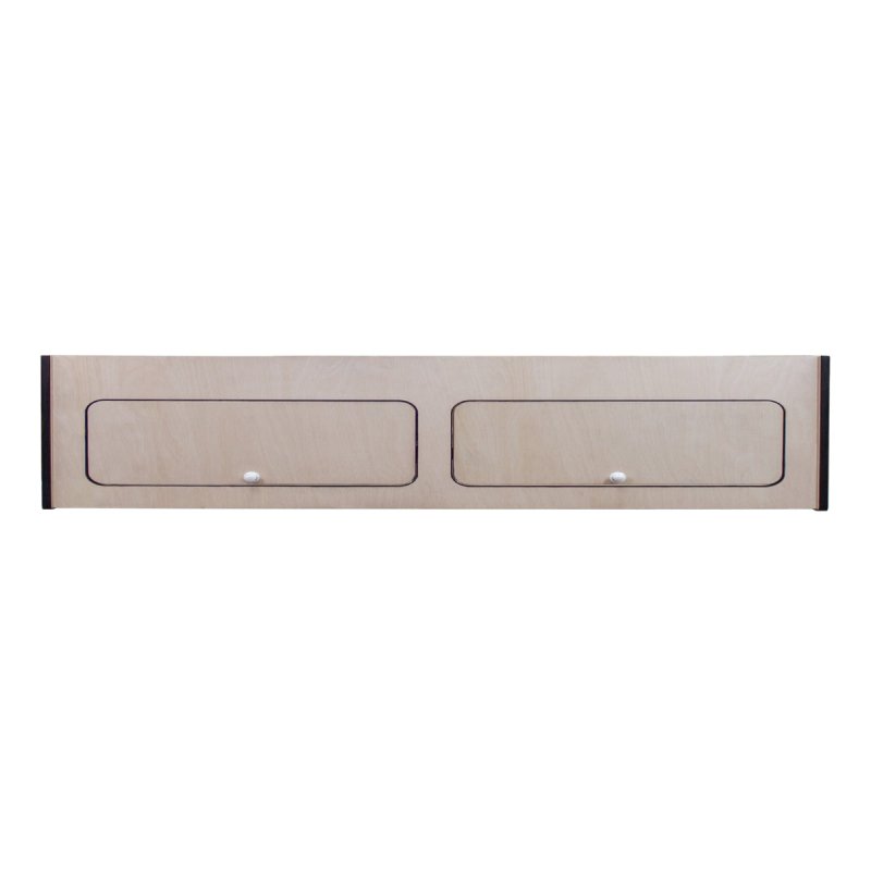 Campervan Overhead Cabinet 2 Door Top Locker Central Divider Camper Van Furniture Storage Lightweight Solid Birch Plywood Unpainted Soft Close Hinges Push Button Locks Pre Drilled Holes Fixing Kit
