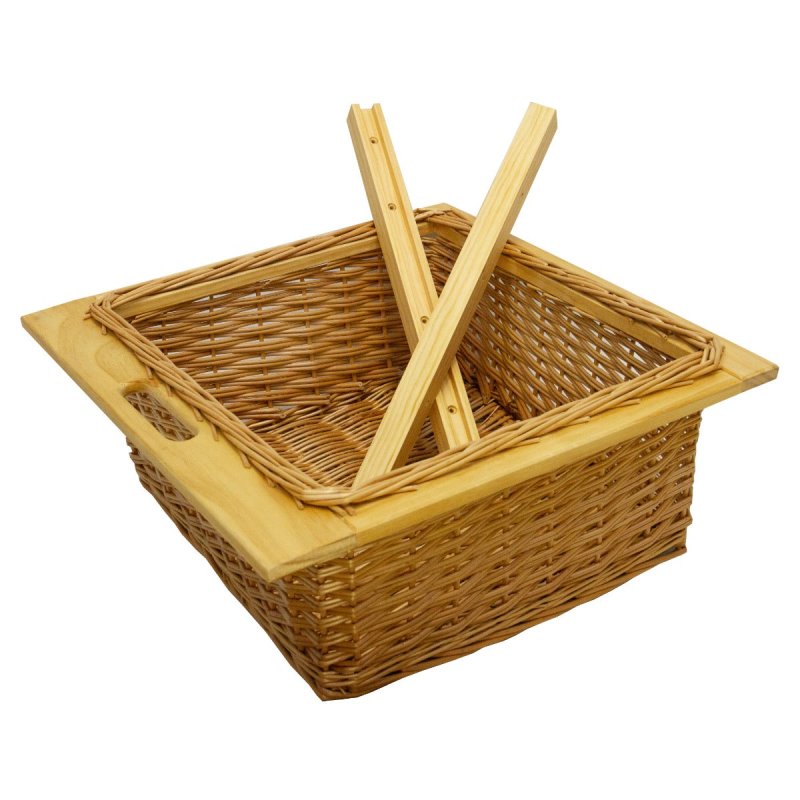 Pull out Wicker Basket Drawer 600mm Kitchen Storage Solution Larder Base Unit Cupboard with Handle Rustic Beech Wood Farmhouse Style 100% Handmade Rattan FREE Fixing Kit Included – Brown