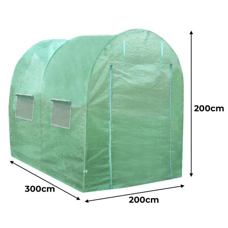 Polytunnel Greenhouse Walk In Galvanised Racking Windows Doors Growhouse PE Cover Gardening Metal Frame Outdoor Storage Garden Tent Vegetable Flower Plant 25mm Diameter | 3 x 2m