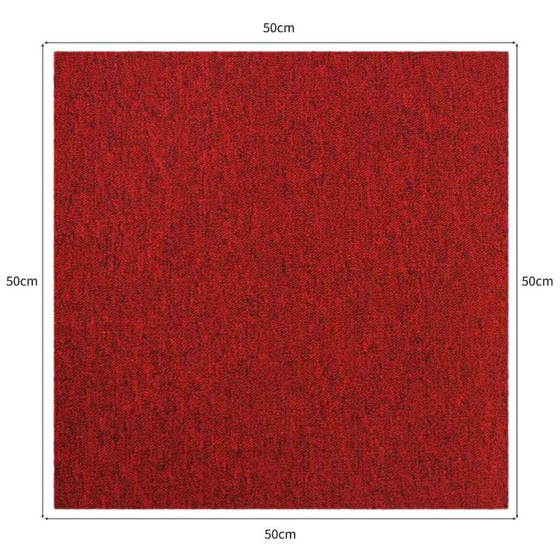 40 x Carpet Tiles Scarlet Red 10m2 Heavy Duty Commercial Retail Shop Office Home Domestic Premium Flooring Easy Installation 50cm x 50cm Square Anti Slip