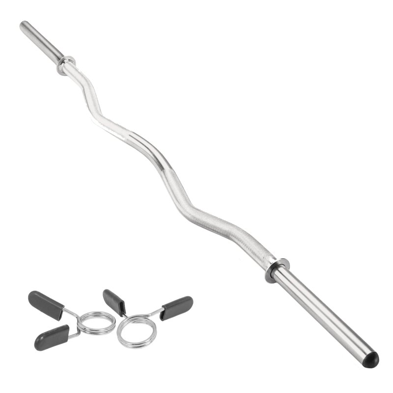 Body Revolution EZ Barbell Bar - 1.2m EZ Weight Lifting Bar for 1 Inch Standard Weights Plates - Barbell for Bench Press, Curls and Bodybuilding With Spring Collar