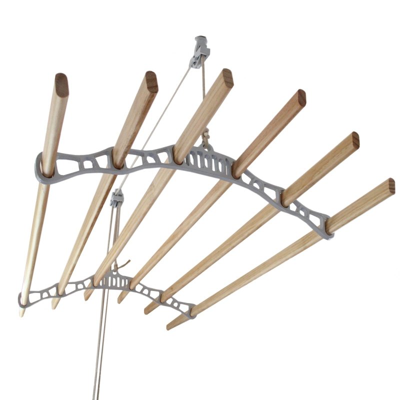 Clothes Airer Ceiling Pulley Maid Traditional Mounted Clothing Dryer 6 Lath Laundry Drying Rack Rail 1.5m White