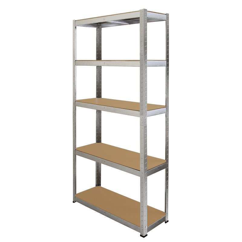 Monster Racking 4 x Galwix Steel Shelving, 175kg/shelf, 90 x 30 x 180cm, 5 Tier Galvanised Storage Bays