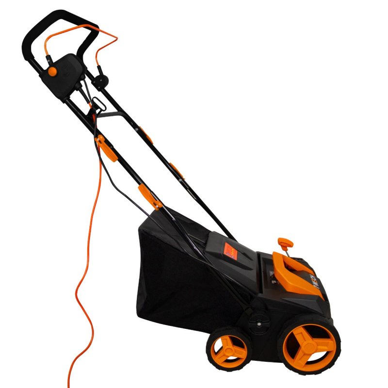 Artificial Grass Power Brush Rake Hoover Vacuum Lawn Cleaner Electric Leaf Twig Sweeper Self Propelled 380mm Outdoor 50L Collection Bag 12m Cable 5 Adjustable Heights 12.2kg Lightweight 3500RPM 1800W