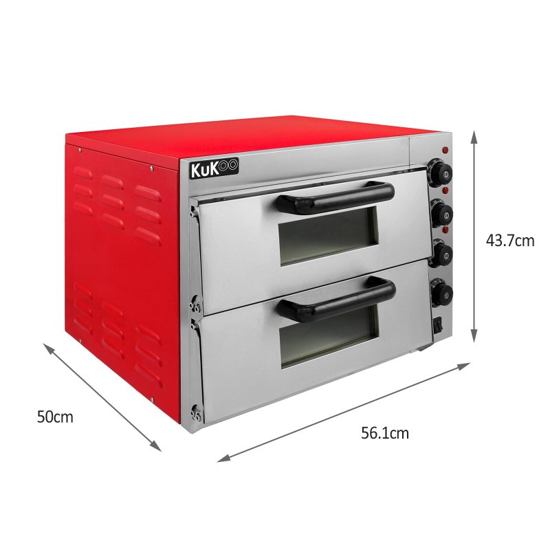 Electric Pizza Oven with Audible Timer & Twin Deck Firebrick / Commercial Baking & Grilling