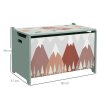 ZONEKIZ Toy Box, Kids Toy Chest with Lid, Safety Hinge, Cute Design - Green