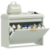 HOMCOM Shoe Bench with Padded Seat Cushion and Flip-Drawer, Shoe Cabinet Holds up to 120kg for Hallway, Entryway and Porch, 62x26x47.5cm