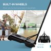 HOMCOM Basketball Hoop Outdoor, Portable Basketball Hoop and Stand with Weighted Base, Portable on Wheels, 1.55-2.1m, for Teens, Juniors, Adults, White