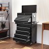 HOMCOM 2 in 1 Rolling Tool Cabinet on Wheels with 14 Drawers, Pegboard and Side Rack, Lockable Top Tool Chest and Roller Cabinet Combo for Workshop and Home, Black