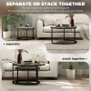 HOMCOM Round Nesting Coffee Table Set of 2, Large Stacking End Side Table with Steel Frame for Living Room, Bedroom, Home Office, 78.5 x 78.5 x 46.5 cm, Marble Dark Grey