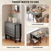HOMCOM Mobile Drop Leaf Table, Folding Dining Table with 6 Wheels & Storage Shelf for Small Spaces, Kitchen, Dining Room