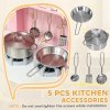 AIYAPLAY Toy Kitchen, Pretend Role Play Kitchen, Kids Kitchen Set with Lights and Sounds, Double Stoves, Ice Maker, Chalkboard, Microwave, Oven, Sink, 5 Accessories, for 3+ Years, Pink