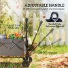 Outsunny 160L Festival Trolley on Wheels, Folding Camping Trolley Cart w/ Tailgate, 100kg Heavy Duty Garden Collapsible Folding Wagon w/Adjustable Handle, Carry Bag for Beach Picnic, Grey and Orange