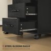 HOMCOM 3-Drawer Filing Cabinet, Mobile File Cabinet for Home Office, Small Rolling Filing Cabinet, Printer Stand, Under Desk File Cabinet for A4, Letter-Size Files, Black Wood Grain