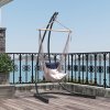 Outsunny Hammock Chair Stand Only, Hanging Chair Stand with Extra Large Base, Heavy Duty Metal Single Hammock Egg Swing Frame for Indoor Outdoor, 150 KG Load Capacity, Black
