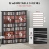 HOMCOM 720 CD/396 DVD Storage Unit, 396 Blu-ray Media Storage Shelf with 16 Compartments and 12 Adjustable Shelves, CD Tower for Living Room, Bedroom, Office