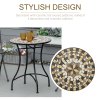 Outsunny 60 cm Mosaic Garden Table, Small Round Outdoor Side Table with Ceramic Top, Plant Stand for Patio, Balcony, Grey and Beige