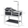 PawHut Tortoise House, 2 Layers Wooden Tortoise Enclosure with Adjustable Lamp Holder, Tortoise Table with Openable Lid, Removable Main House, Storage Shelf, Run Box, Fixed Tray - Grey