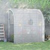 Outsunny Walk-In Lean to Wall Greenhouse with Windows and Doors, Outdoor Green House with 3 Tiers 4 Wired Shelves, 200L x 100W x 215Hcm, White
