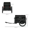 HOMCOM Bike Trailer, Bicycle Cargo Trailer Cart, Bike Wagon with 65L Foldable Storage Box, Big Pneumatic Tyres and Safe Reflectors, Max Load 40KG, Black