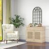 HOMCOM Modern Arched Wall Mirror, 110 x 62 cm Window Mirror for Living Room, Bedroom, Black