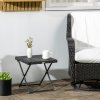 Outsunny Folding Rattan Garden Coffee Table, Small Square Outdoor Bistro Side Table with Rattan Top for Patio, Balcony, Porch, 40 x 40 x 40 cmBlack