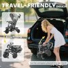 AIYAPLAY Kids Trike, 6 in 1 Toddler Tricycle with Adjustable Parent Handle & Canopy, Convertible Seat, for Ages 1-5 Years, Foldable Baby Trike with Safety Harness, Storage Basket & Bag, Grey