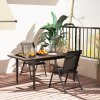 Outsunny Set of 2 Folding Chair, Garden Chair Set with Breathable Mesh Back and Seat, Outdoor Camping Chairs with Armrests, Steel Frame for Deck Balcony, Black