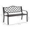 Outsunny Outdoor 2 Seater Garden Bench, Antique Style Cast Iron Loveseat with Armrest, Brown