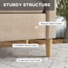 HOMCOM One Seater Sofa for Living Room, Modern Fabric Armchair with Wood Legs and 2 Pockets, Accent Chair for Bedroom and Home Office