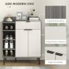 HOMCOM Shoe Cabinet, Hallway Shoe Storage Cabinet with 4-Tier Open Shelf, Double Doors and 3 Adjustable Shelves for 12 Pairs of Shoes, Graphite Wood Effect